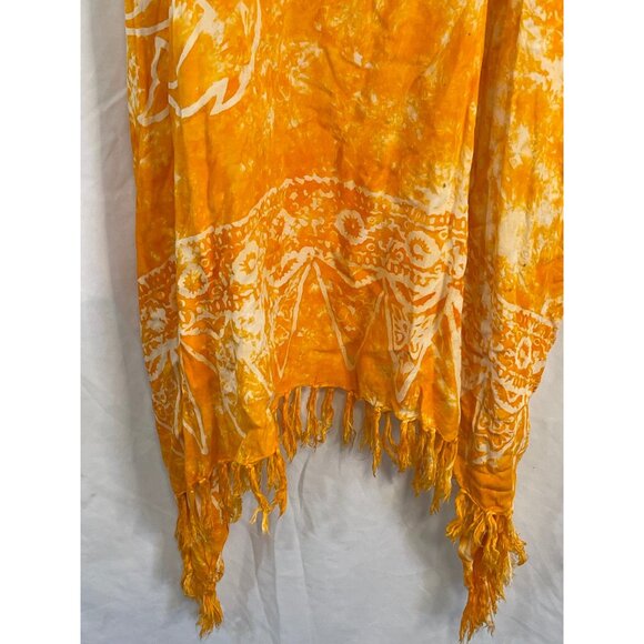 sleeveless dress yellow white Dolphine fringe knee high no size tag medium READ - Picture 2 of 9